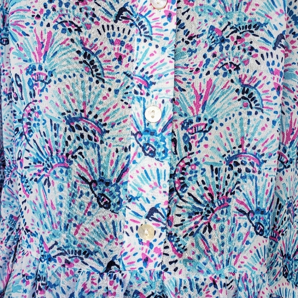 NWT Simply Southern Blue and Pink Multicolor Semisheer Buttontop Coverup Dress - Picture 12 of 16